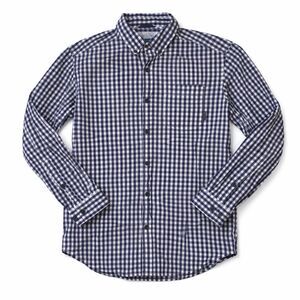 Columbia Mens Medium Navy Blue White Gingham Long Sleeve Button Up Plaid Outdoor